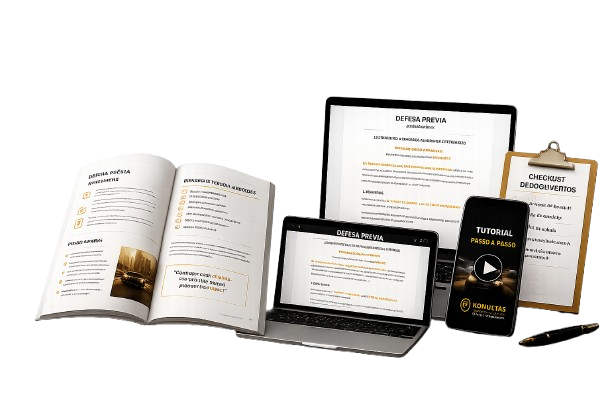 Conteúdo do Kit Completo NOMultas Brasil com e-book, modelos editáveis, tutorial e checklist